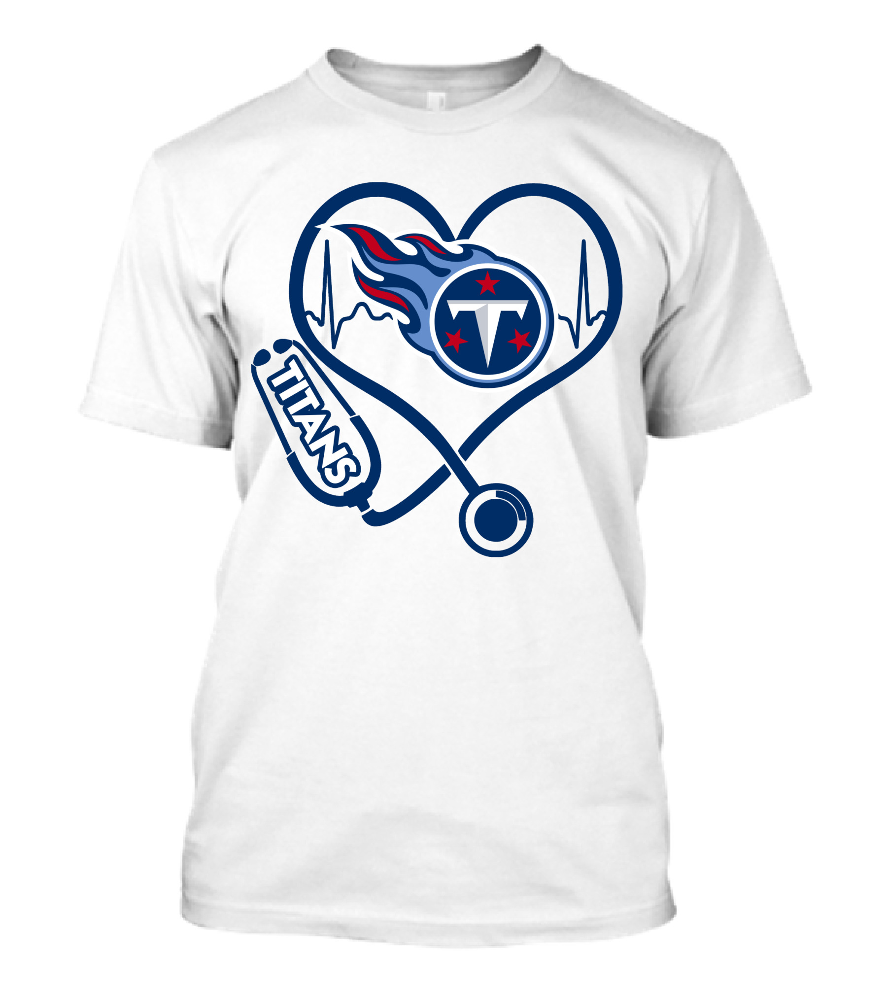 Nurse Heartbeat Tennessee Titans Stethoscope T-Shirt