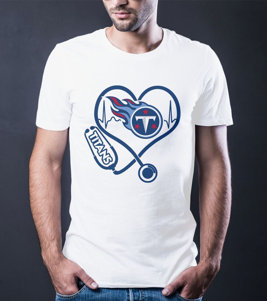 Nurse Heartbeat Tennessee Titans Stethoscope T-Shirt
