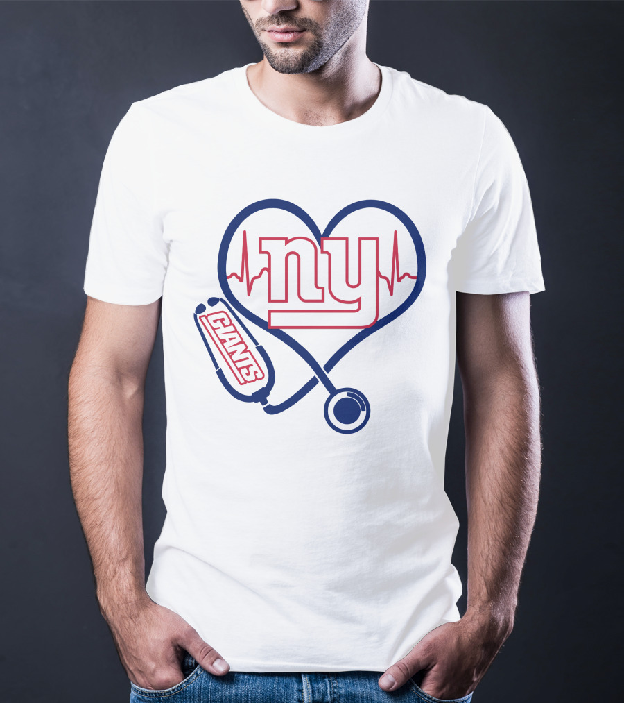 Nurse Heartbeat NY Giants Stethoscope T-Shirt
