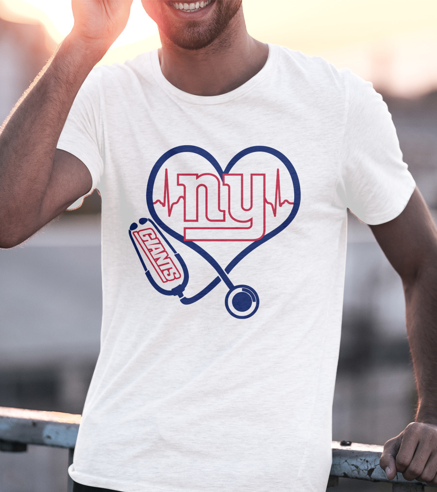 Nurse Heartbeat NY Giants Stethoscope T-Shirt