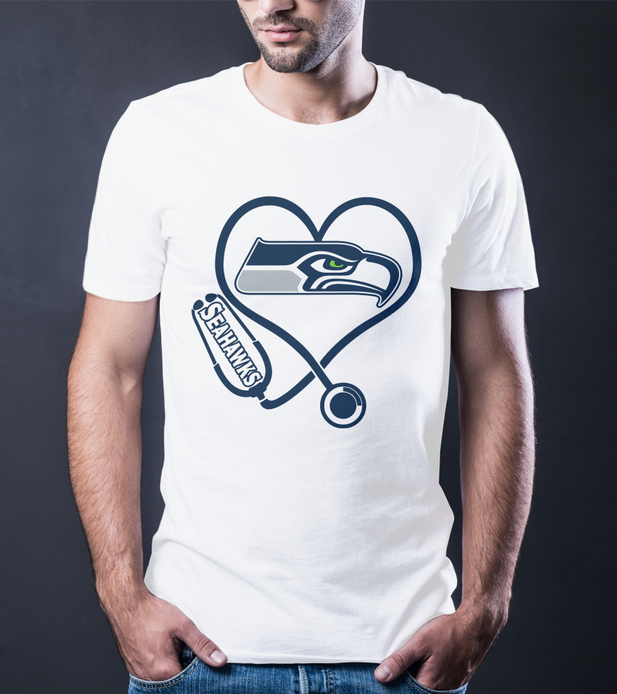 Nurse Heart Seattle Seahawks Stethoscope Love T-Shirt
