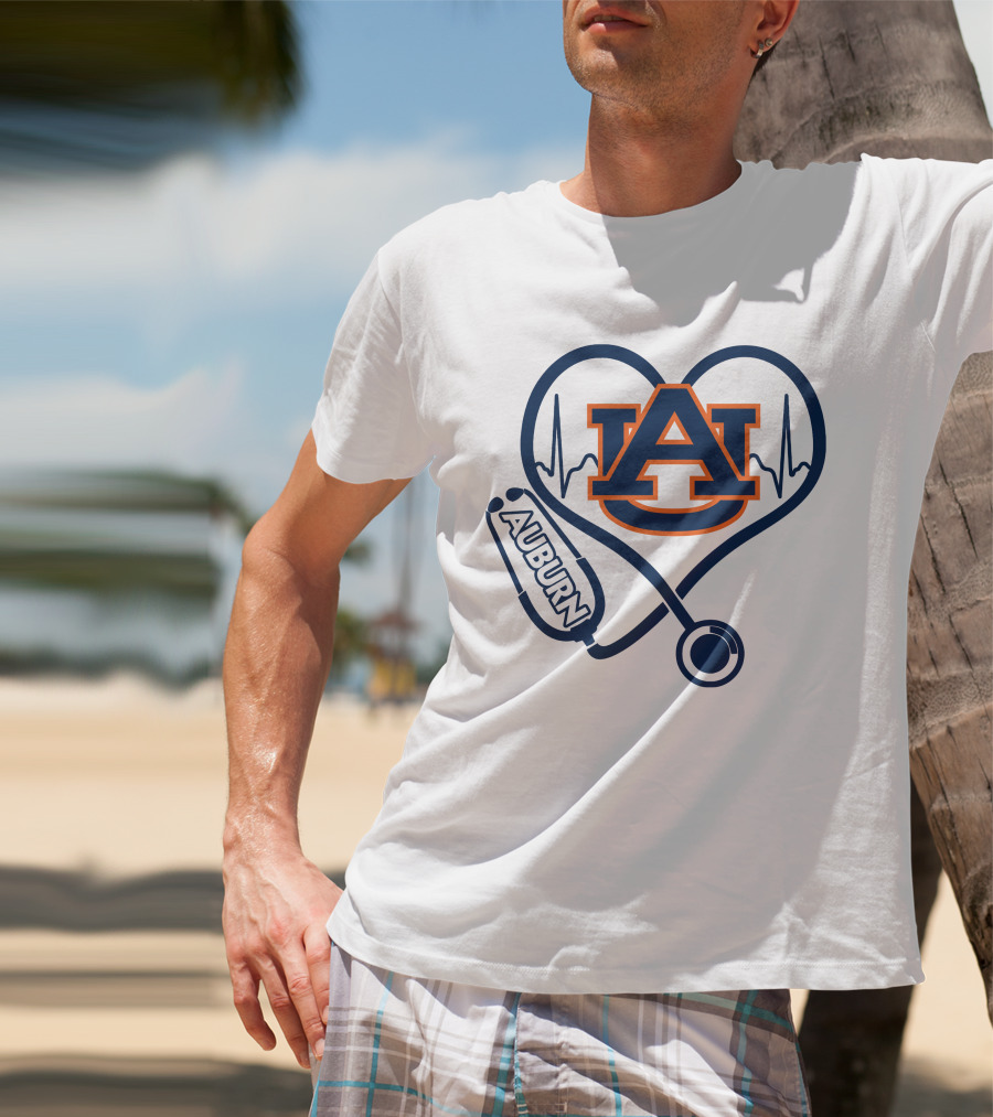 Auburn Tigers Nurse Heartbeat Stethoscope Love T-Shirt