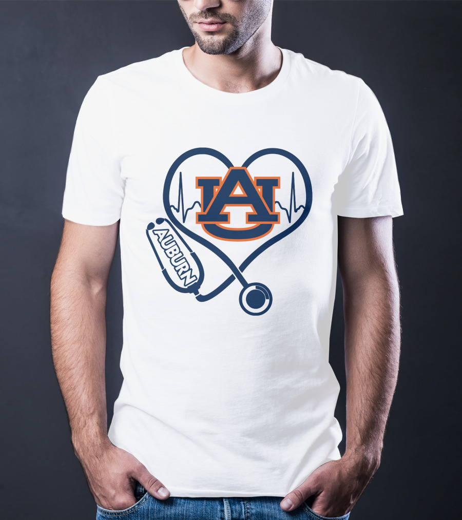 Auburn Tigers Nurse Heartbeat Stethoscope Love T-Shirt