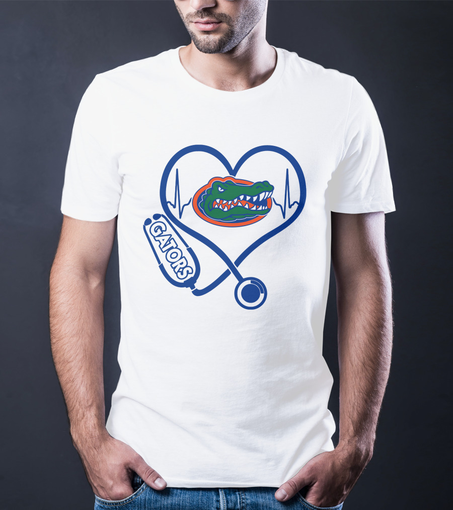 Nurse Love Gators Heartbeat Stethoscope Florida Gators T-Shirt