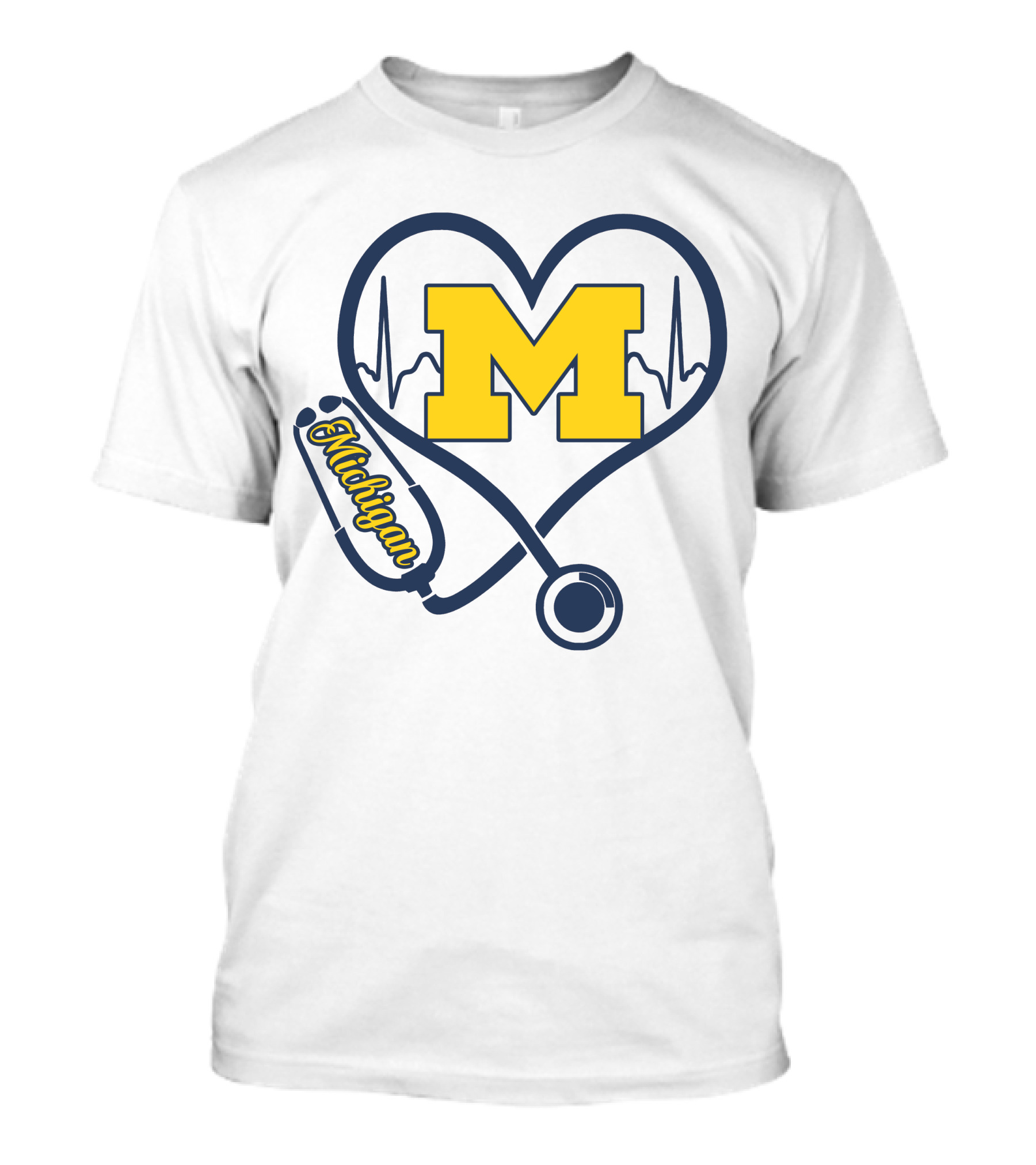 Michigan Wolverines Nurse Heartbeat Love T-Shirt