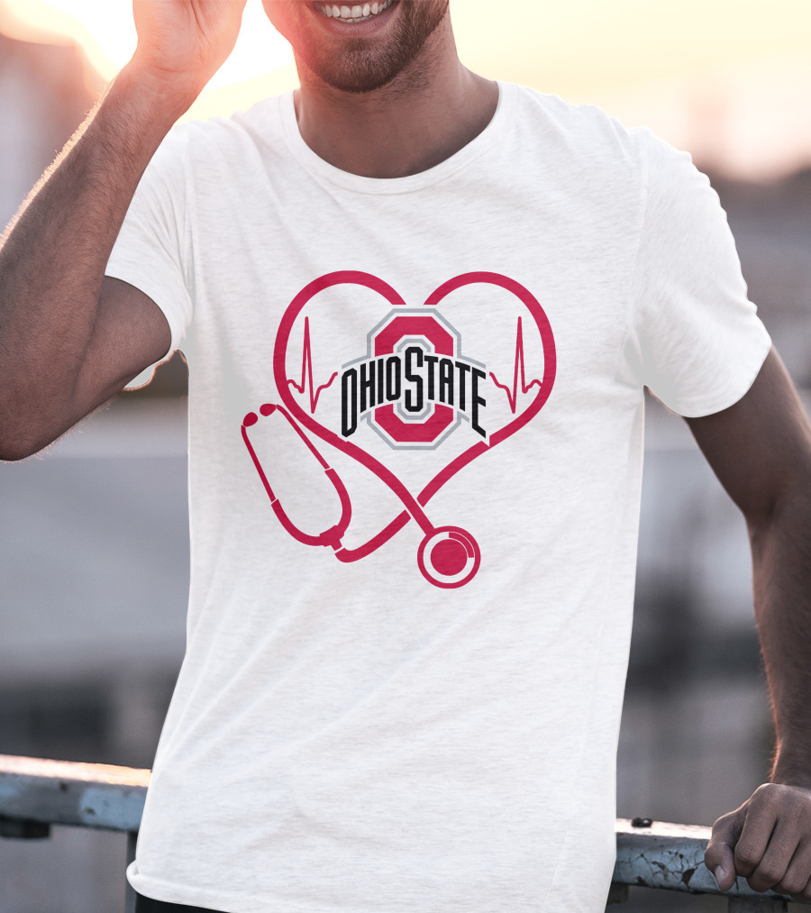 Ohio State Buckeyes Nurse Heartbeat Stethoscope T-Shirt