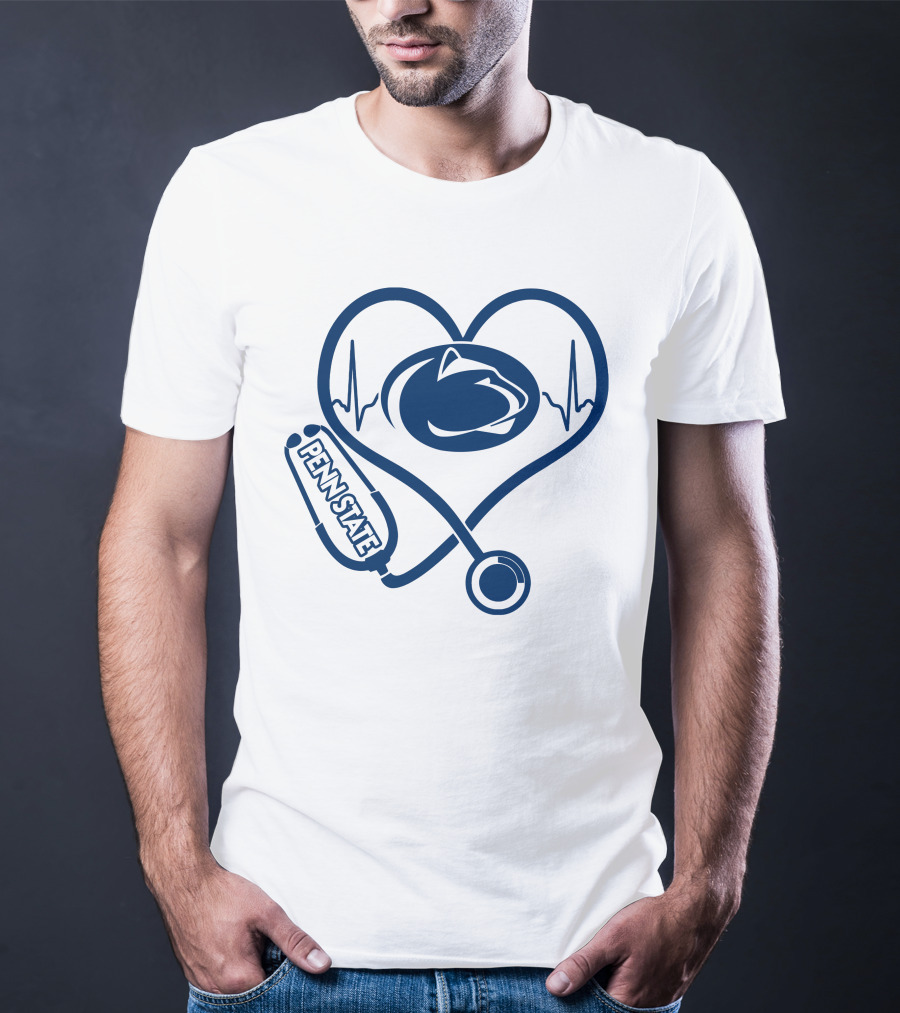 Penn State Nittany Lions Nurse Heartbeat Stethoscope Love T-Shirt