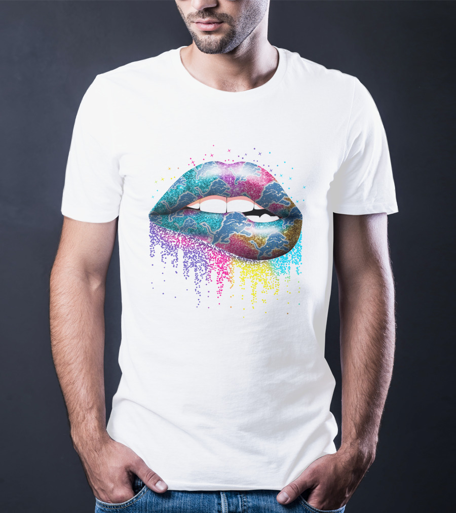 Detroit Lions Rainbow Lips T-Shirt
