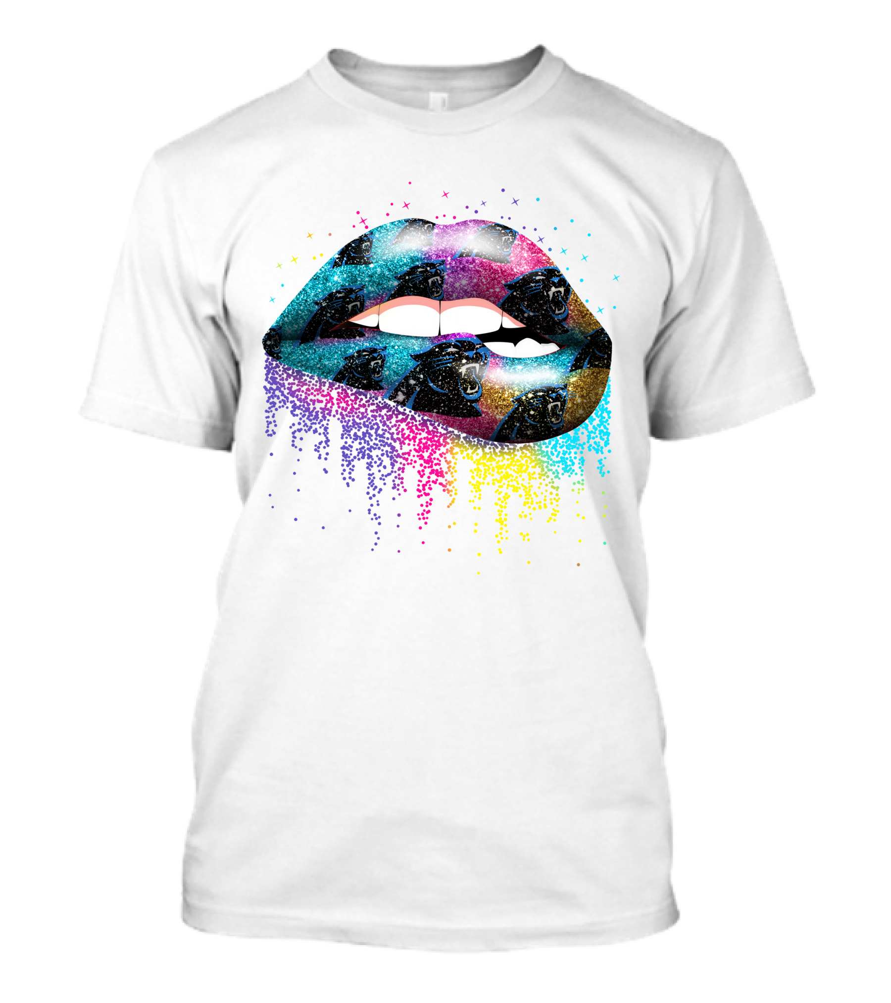 Lips Carolina Panthers Glitter Ombre Fan T-Shirt