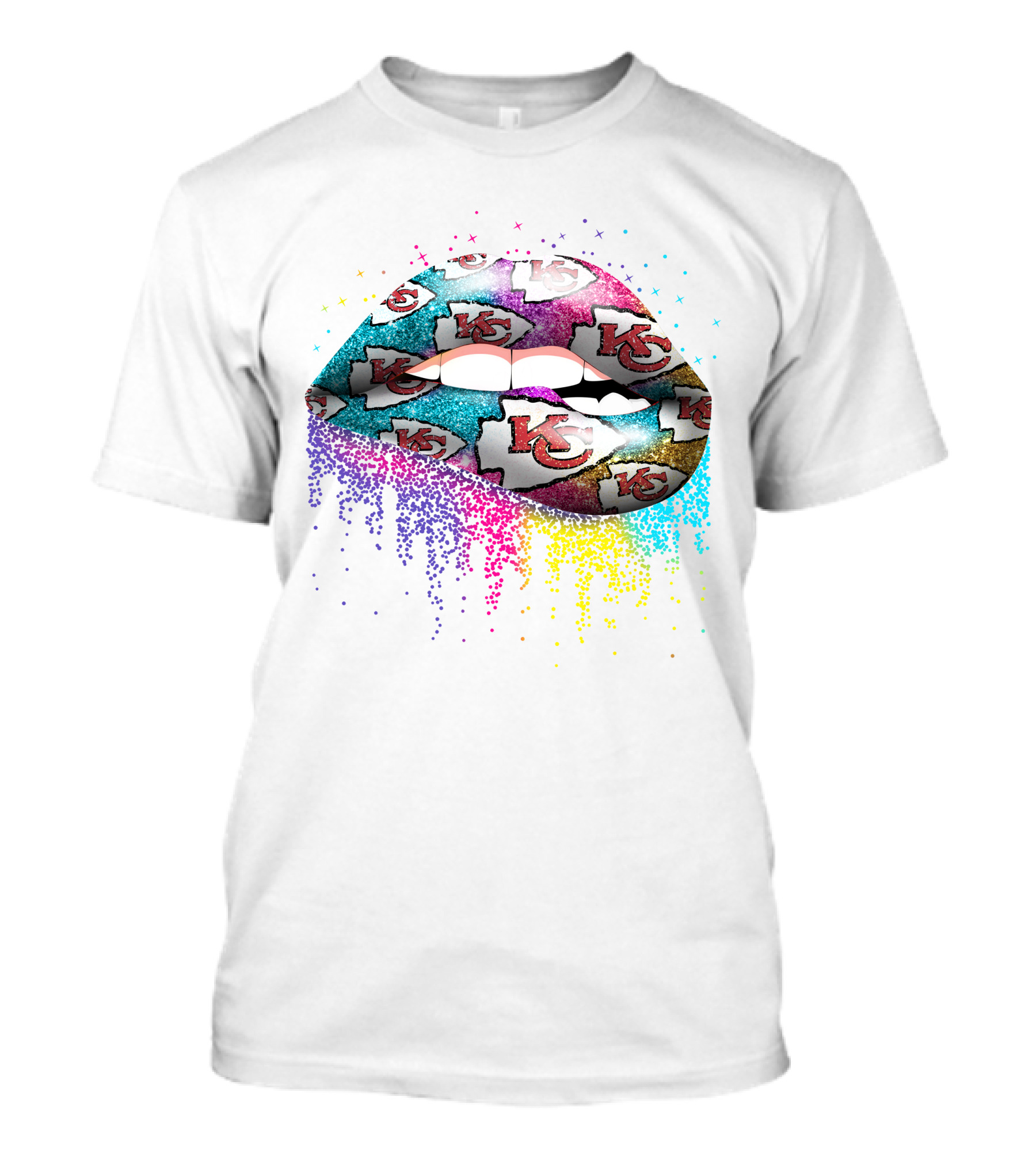 Kansas City Chiefs Glitter Lips Logo Multicolor T-Shirt