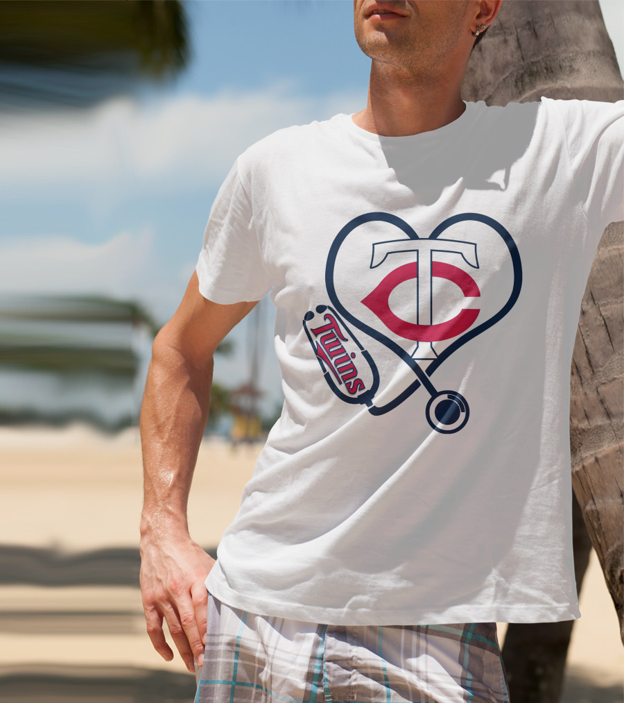 Minnesota Twins Nurse Love Stethoscope Heart T-Shirt