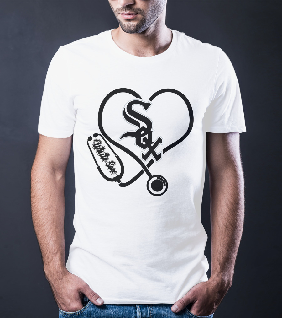 Nurse Love White Sox Heart Stethoscope T-Shirt