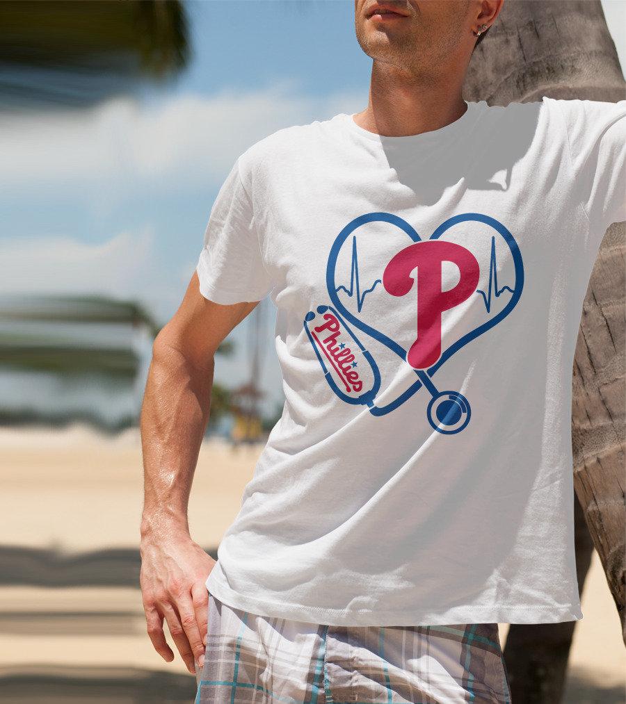 Philadelphia Phillies Nurse Heartbeat Stethoscope T-Shirt
