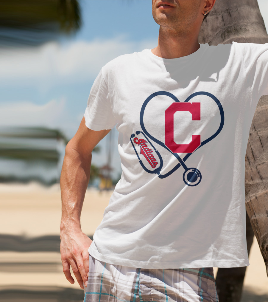 Cleveland Indians Nurse Heart With Stethoscope T-Shirt