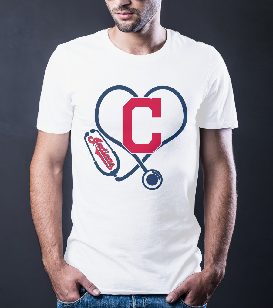 Cleveland Indians Nurse Heart With Stethoscope T-Shirt