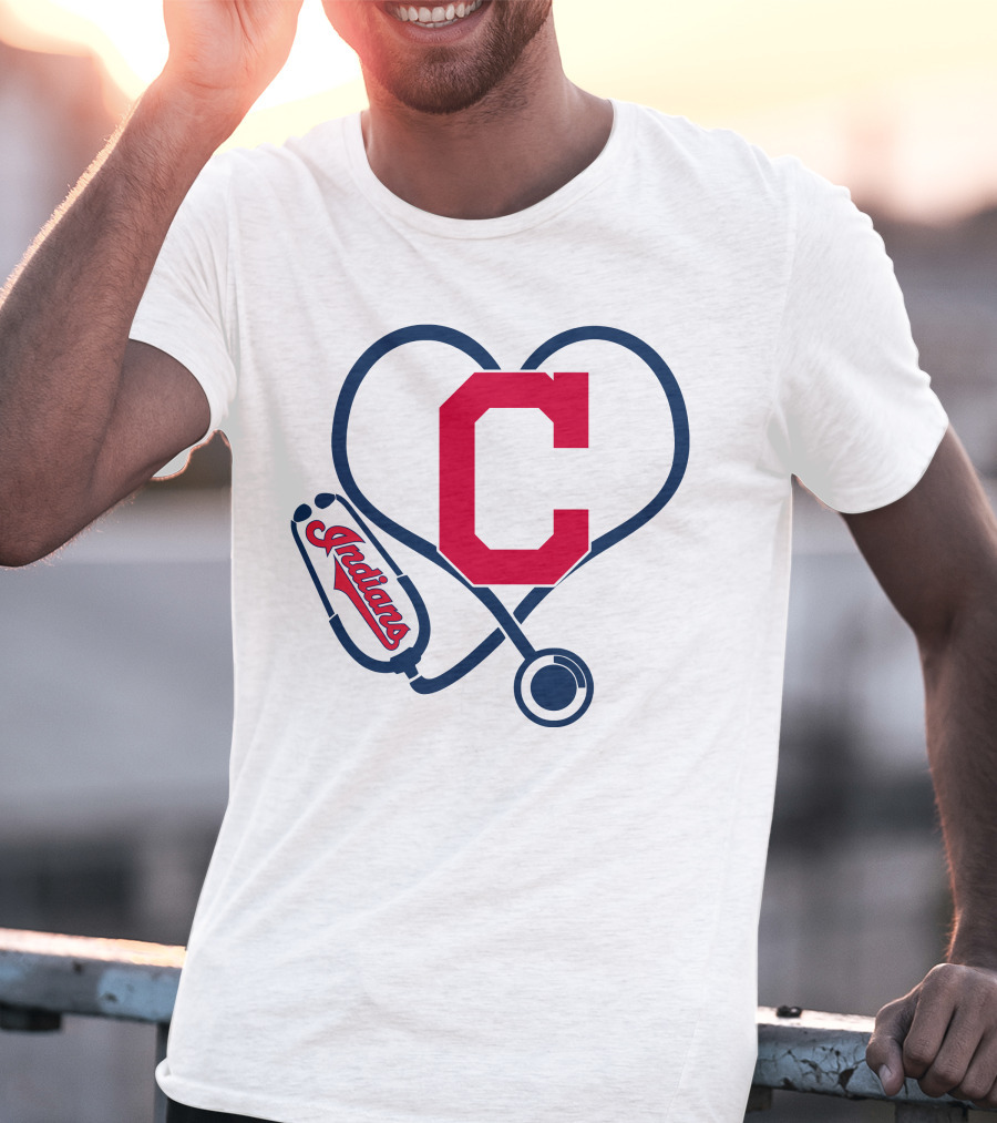 Cleveland Indians Nurse Heart With Stethoscope T-Shirt
