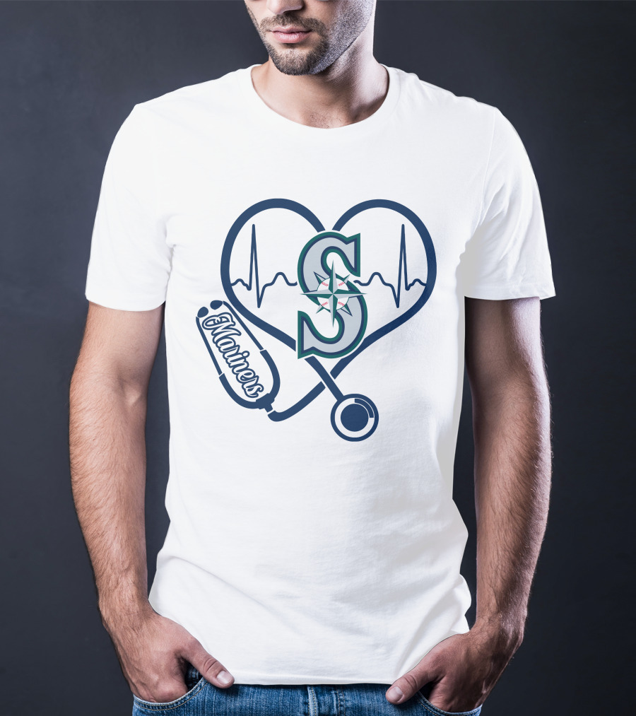 Seattle Mariners Nurse Heartbeat Stethoscope T-Shirt