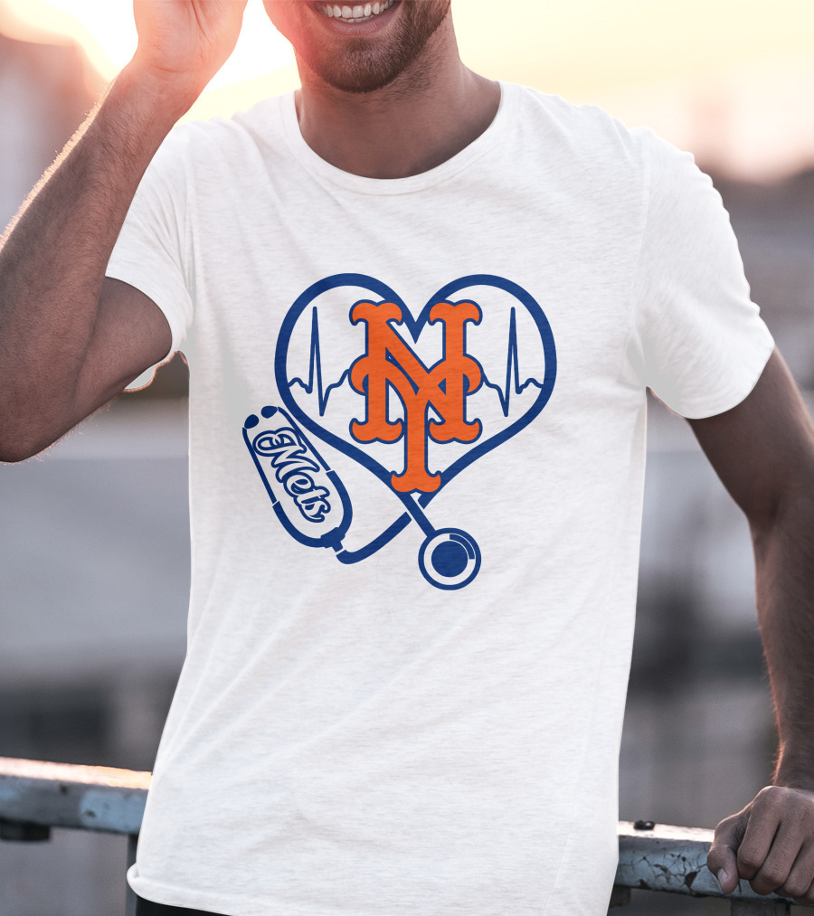 New York Mets Nurse Heartbeat Stethoscope Mets T-Shirt