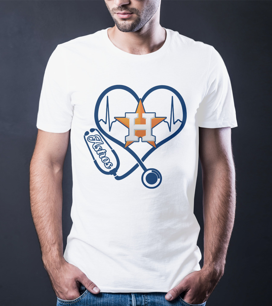 Nurse Love Astros Heartbeat Stethoscope T-Shirt
