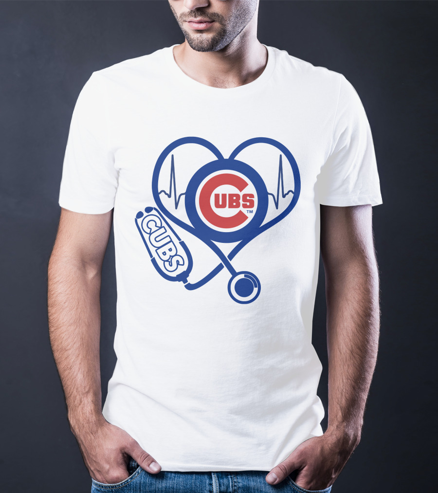Cubs Heartbeat Nurse Stethoscope Chicago Cubs T-Shirt