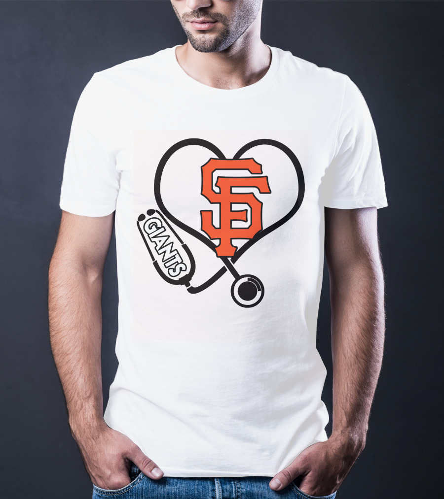 San Francisco Giants Nurse Love Heart Stethoscope T-Shirt