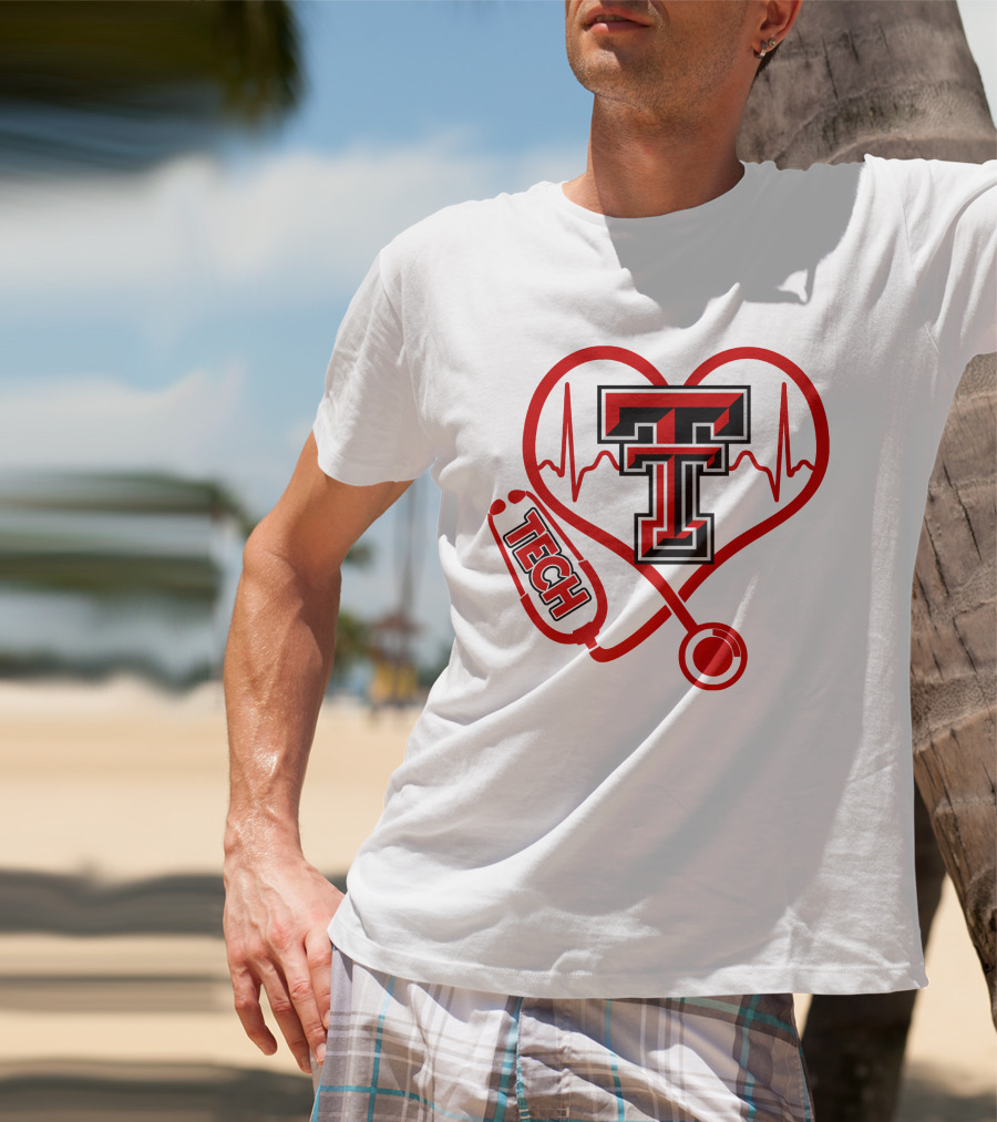 Texas Tech Nurse Heart Stethoscope Love T-Shirt