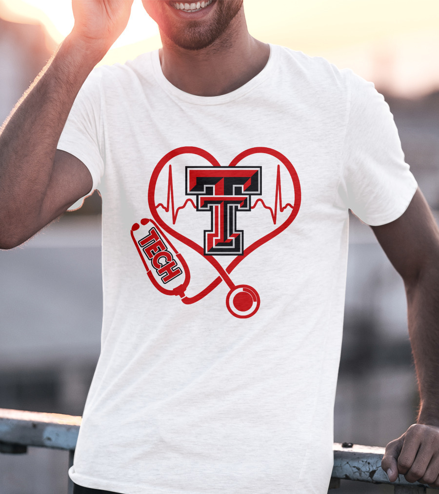 Texas Tech Nurse Heart Stethoscope Love T-Shirt