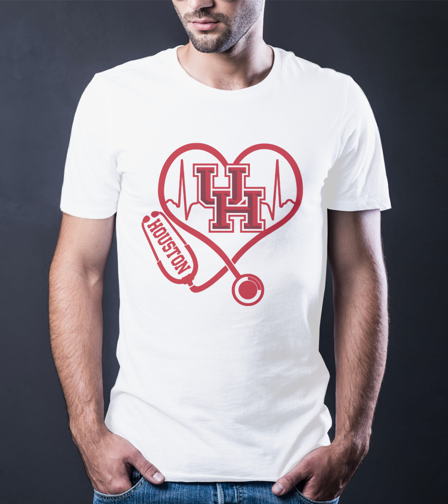 Houston Cougars Nurse Heartbeat Stethoscope Uh T-Shirt
