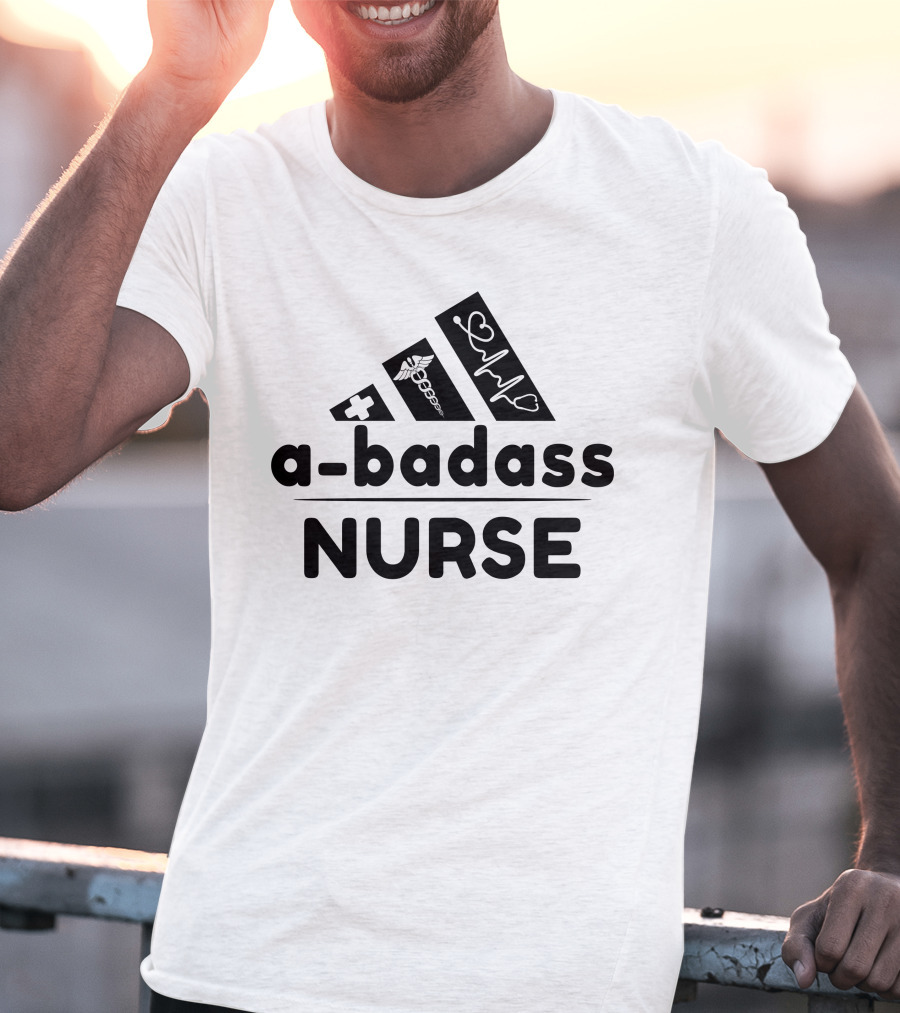 A-Badass Nurse Medical Heartbeat Symbol T-Shirt