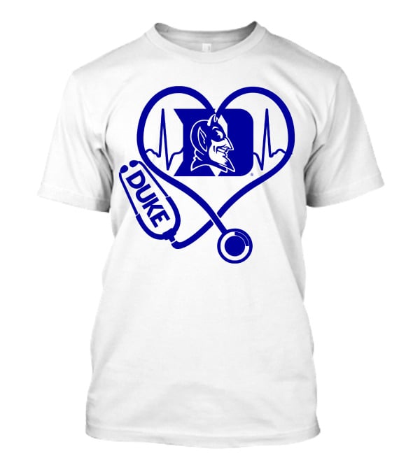 Duke Blue Devils Nurse Love Heartbeat Stethoscope T-Shirt