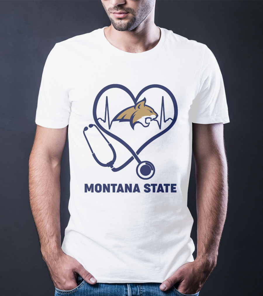 Montana State Bobcats Nurse Heartbeat Stethoscope T-Shirt
