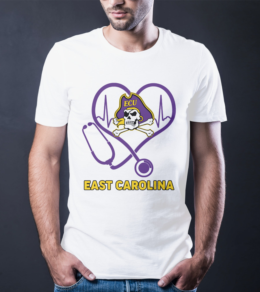 ECU Nurse Heartbeat East Carolina Pirates Stethoscope T-Shirt