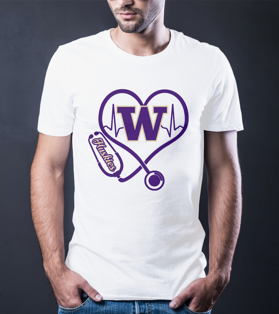 Huskies Stethoscope Heart W Washington T-Shirt