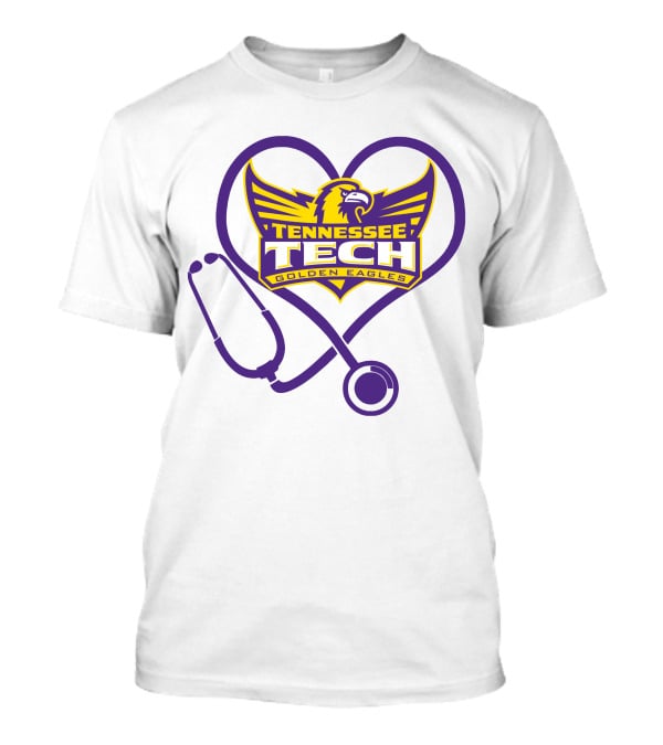 Nurse Love Tennessee Tech Golden Eagles Heart Stethoscope T-Shirt