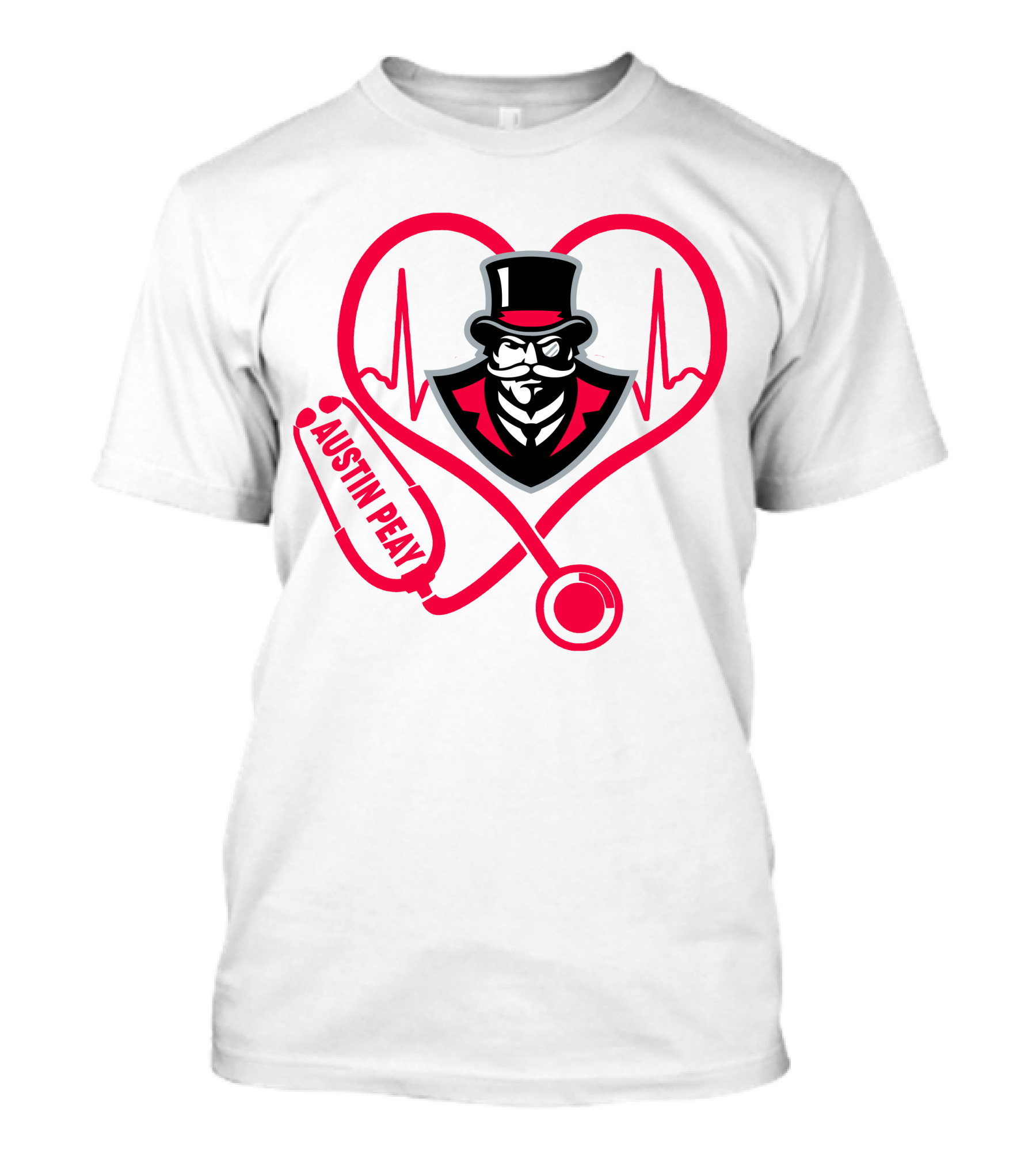 Austin Peay State University Nurse Heartbeat Stethoscope T-Shirt