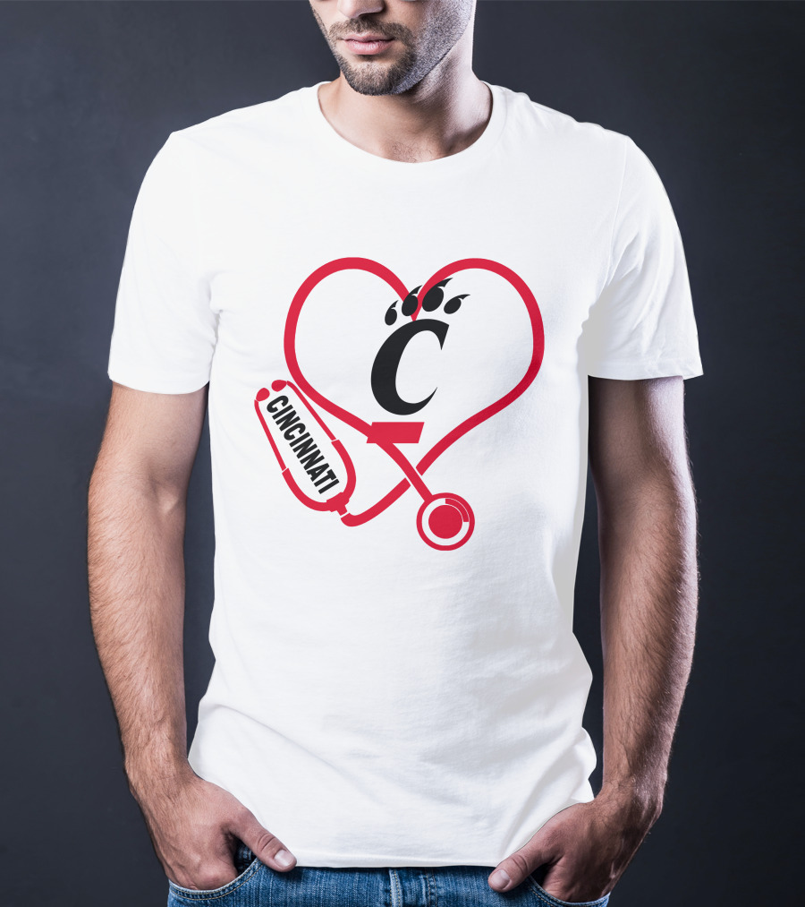 Cincinnati Bearcats Nurse Heart Stethoscope T-Shirt