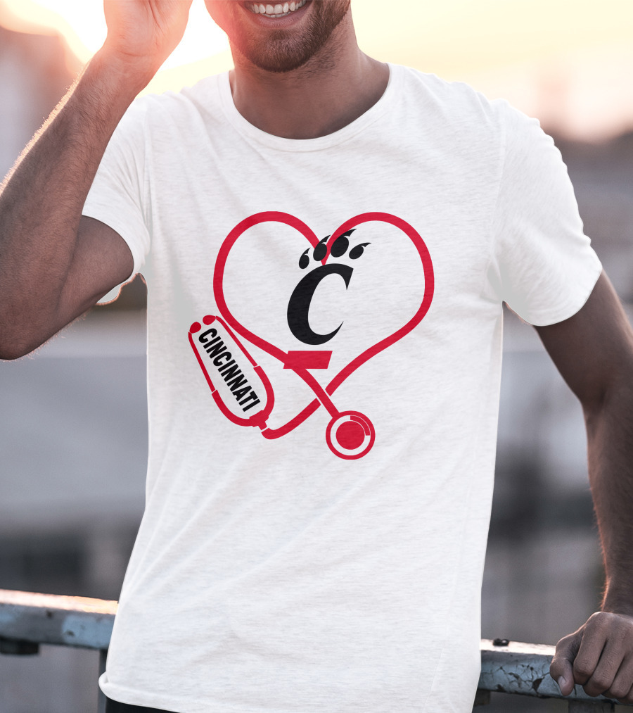 Cincinnati Bearcats Nurse Heart Stethoscope T-Shirt