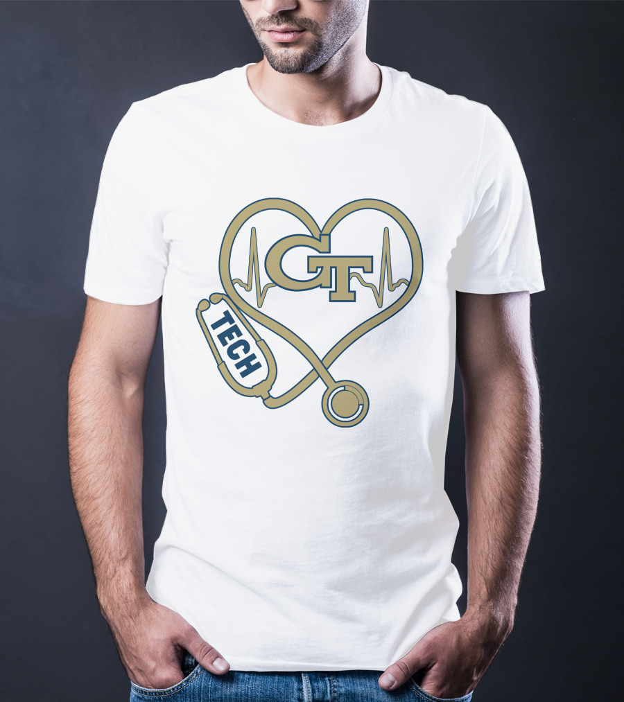 GT Heart Stethoscope Tech Nurse Love Georgia Football T-Shirt