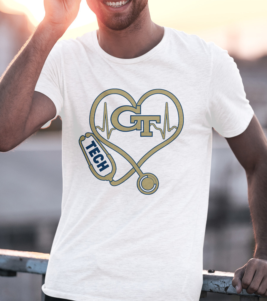GT Heart Stethoscope Tech Nurse Love Georgia Football T-Shirt