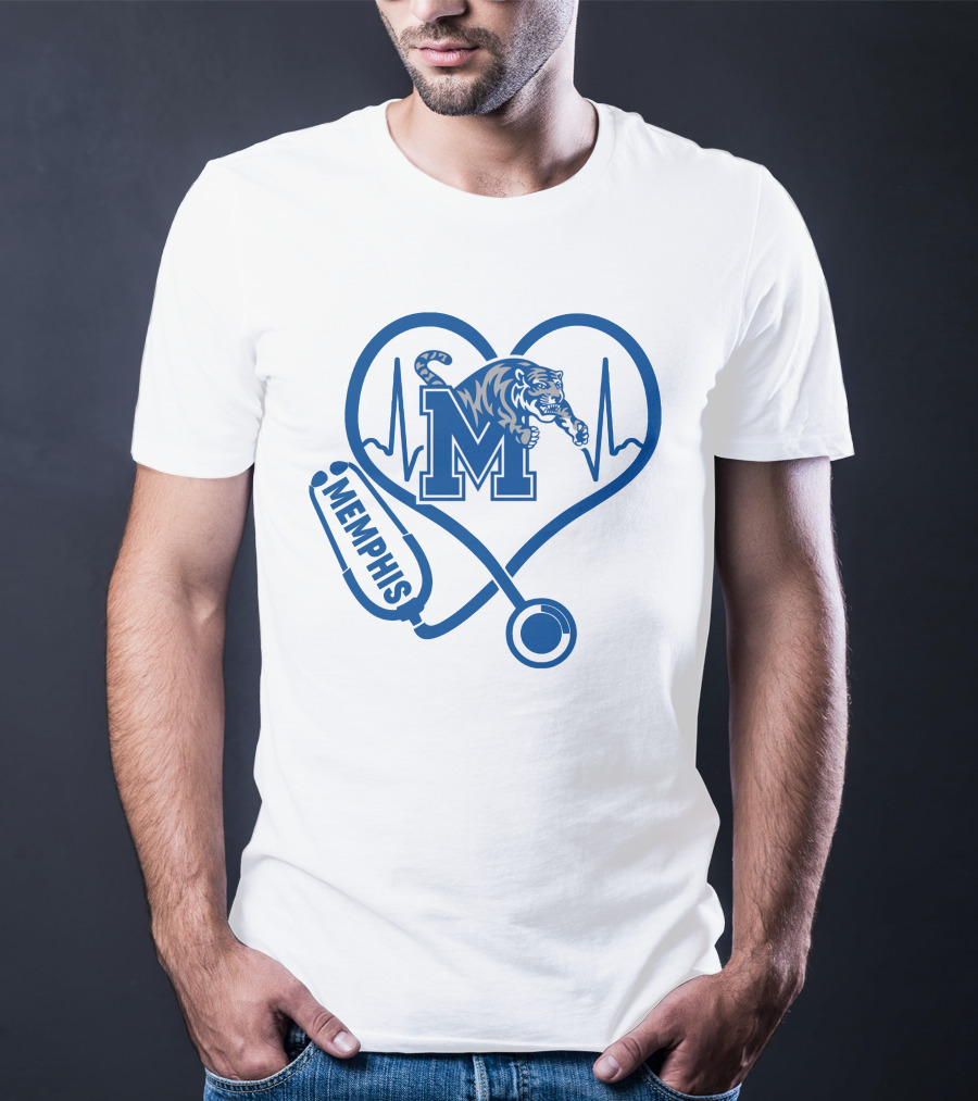 Memphis Tigers Nurse Heartbeat Stethoscope T-Shirt
