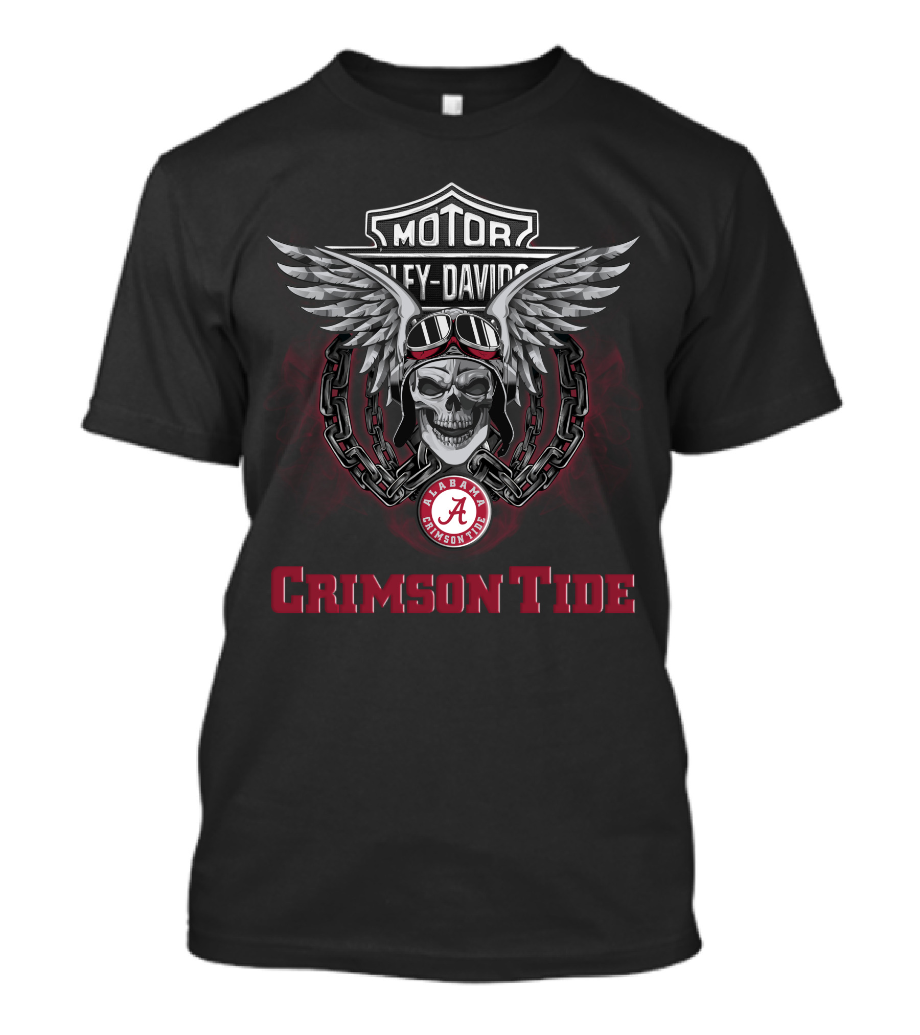 Harley Davidson Alabama Crimson Tide Skull Wings Ncaa T-Shirt