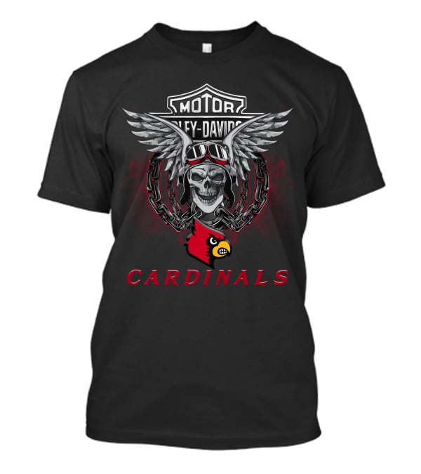 Motor Harley Davidson Louisville Cardinals Skull Wings T-Shirt