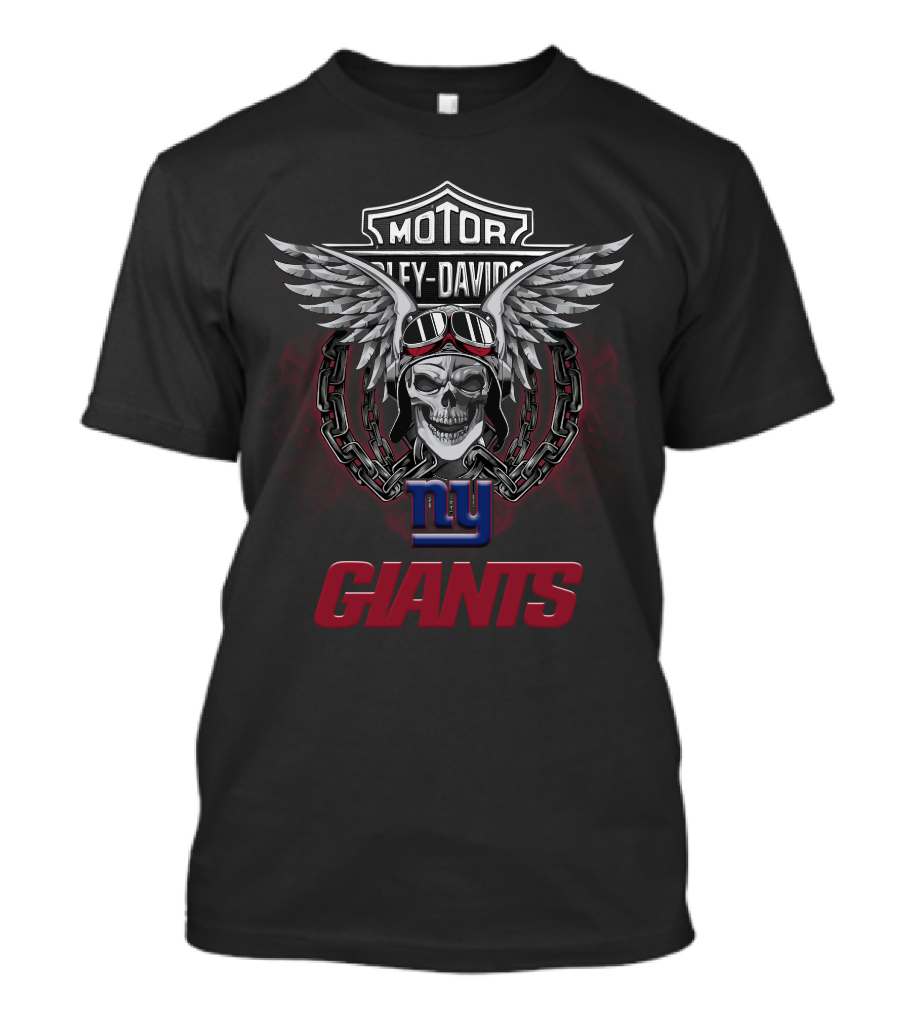 Harley Davidson Motor Skull Wings New York Giants Nfl T-Shirt