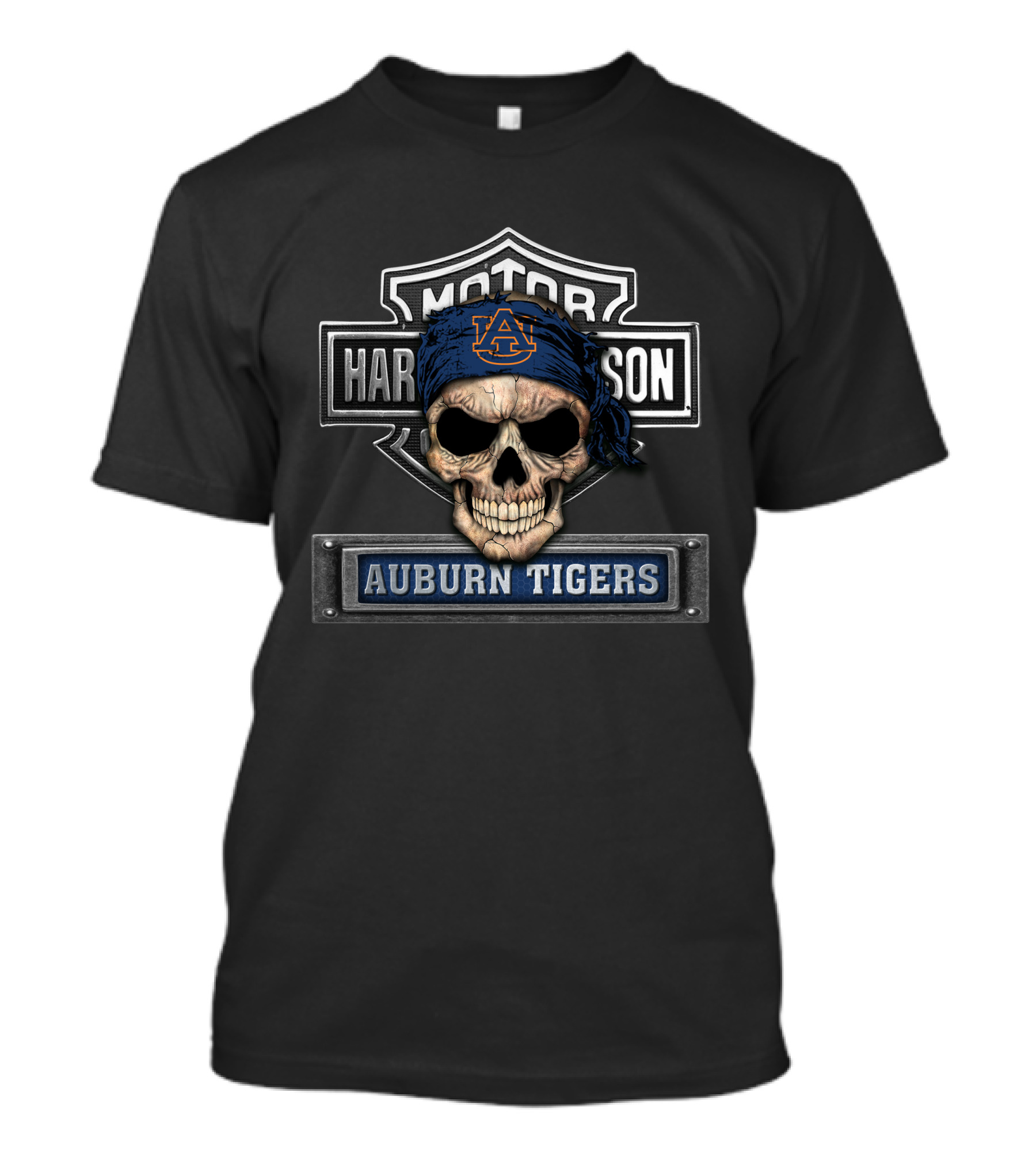 Harley Davidson Auburn Tigers Skull Motorcycle Biker Ncaa T-Shirt