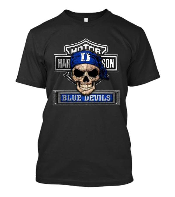 Harley Davidson Motorcycle Biker Skull Ncaa Duke Blue Devils T-Shirt