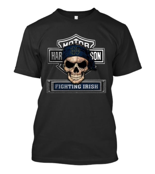 Harley Davidson Skull Biker Notre Dame Fighting Irish T-Shirt
