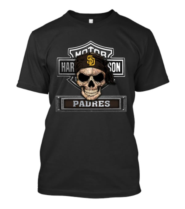 Harley Davidson Motorcycle Skull Biker San Diego Padres Mlb T-Shirt