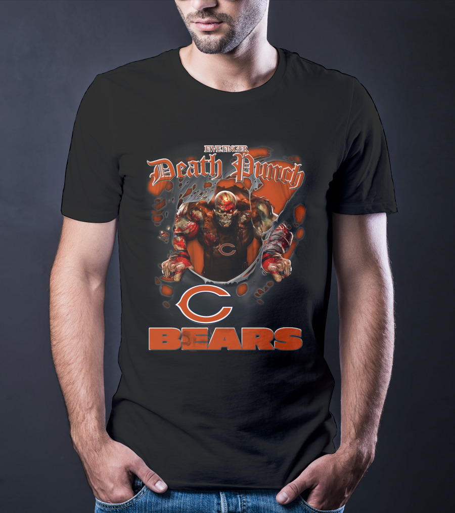 Five Finger Death Punch Harley Davidson Chicago Bears Nfl Biker T-Shirt