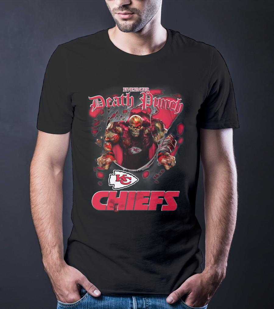 Harley Davidson Motorcycle Biker Five Finger Death Punch Nfl Kansas City Chiefs T-Shirt