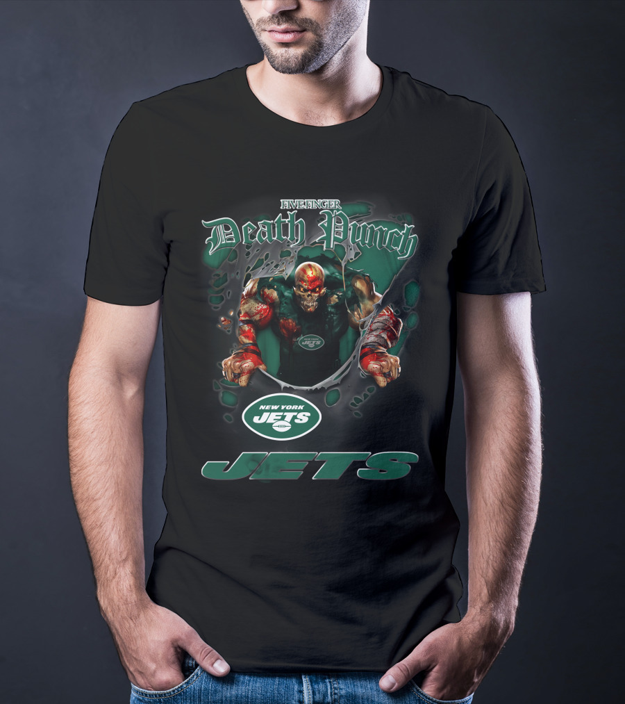 Five Finger Death Punch New York Jets Harley Davidson Motorcycle Biker Nfl T-Shirt